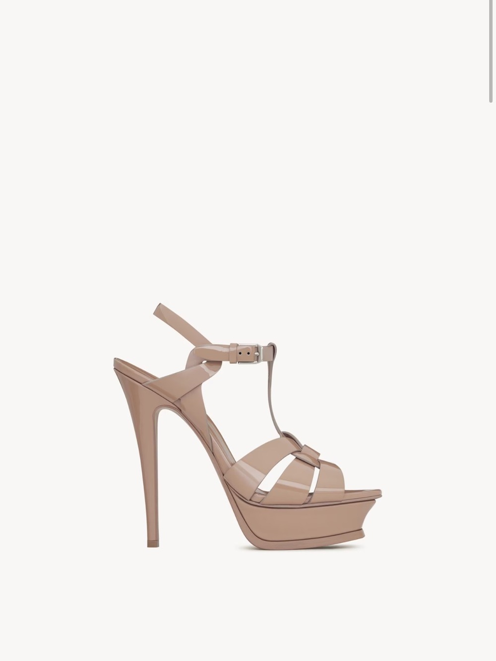Saint Laurent YSL Tribute Nude Patent Leather Platform Heels Size 35